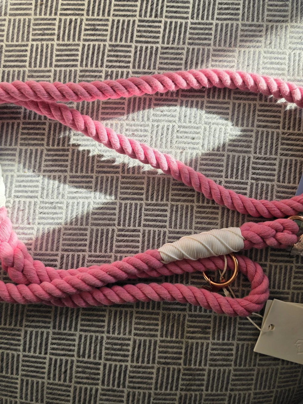 Pink Rope Crossbody Strap with Gold Rings